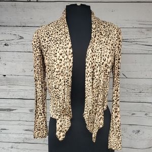 G BY GUESS Crop Top Cheetah Blazer Tunic